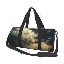 Leichte Reisetasche, Sporttasche, für Damen und Herren, faltbar, Handgepäck, Wochenendtasche, Übernachtungstasche, dunkle Wolken, Segeltuch, Sporttasche für Yoga, Geschäftsreisen, Schwarz , von YKEBDFW