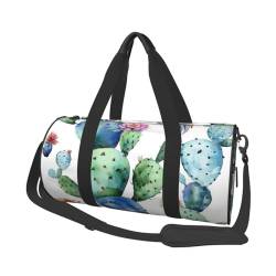 Leichte Reisetasche, Sporttasche für Damen und Herren, faltbar, Handgepäck, Wochenendtasche, Übernachtungstasche, Aquarell, Kaktus, Leinen, Sport, Seesack für Yoga, Geschäftsreisen, Schwarz , von YKEBDFW