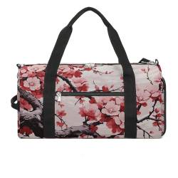 YKUDBN Sporttasche für Herren und Damen, japanisches Blumenmuster mit Kirschblüten-Druck, Reisetasche, Sporttasche mit Schuhfach, japanisches Blumenmuster, Kirschblüte, Einheitsgröße, Japanische von YKUDBN