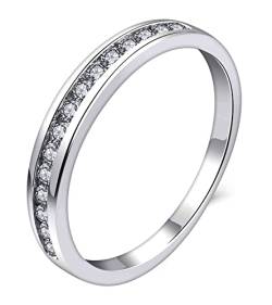 YL Damen Ewigkeitsring 925 Sterling Silber Schliff April Geburtsstein weißen Zirkonia Verlobungsring(Größe 62） von YL