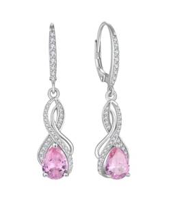 YL Unendlichkeit Ohrringe 925 Sterling Silber Knoten Ohrringe Oktober Geburtsstein Rosa Turmaline Schmuckgeschenke für Damen Mutter Freundin Frau von YL