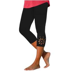 3/4 Leggings Damen mit Tasche Sommer High Waist Caprihose Sport Jogginghose Capri Leggins Spitze Blickdicht Sportleggins Kurze Sporthose Hose Elastische Taille Gym Outdoor Yoga Leggins 3/4 Laufhose von YLLQXI