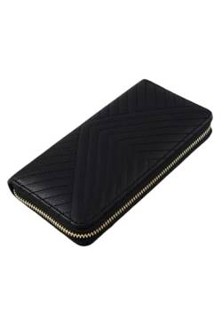 YLXCKGS Geldbörse Mode Einfarbige Pu Geldbörse Mädchen Reißverschluss Druck Clutch Bag Temperament Einfache Nählinie Münze Geldbörse-Schwarz von YLXCKGS