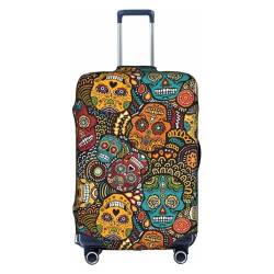 YMZTDDE Sugar and Skulls Style Print Fashion Design Travel Luggage Protective Covers Washable Polyester Suitcase Cover, weiß, L von YMZTDDE