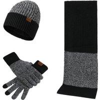 YNOFIT Mütze & Schal 3 St Winter Mütze Touchscreen Handschuhe und Schals für Männer Frauen (Gepolstertes und verdicktes, modisches und warmes dreiteiliges Set) Warmes Strick-Set für kaltes Wetter Schädel Mütze Schal Handschuh Set von YNOFIT