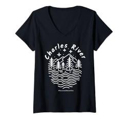 Damen Charles River, MA T-Shirt mit V-Ausschnitt von YO MINUS