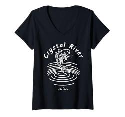 Damen Crystal River, Florida T-Shirt mit V-Ausschnitt von YO MINUS