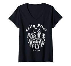 Damen Kelly River, Alaska T-Shirt mit V-Ausschnitt von YO MINUS