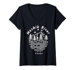 Damen Meshik River, Alaska T-Shirt mit V-Ausschnitt von YO MINUS