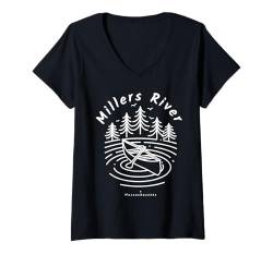 Damen Millers River, MA T-Shirt mit V-Ausschnitt von YO MINUS