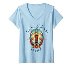 Damen Taron Leuchtturm Peloponnes Griechenland T-Shirt mit V-Ausschnitt von YO MINUS