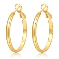 YOCDNOV 1 Paar Creolen Silber - Breite Creolen Hypoallergene Vergoldete Ohrringe Gold Creolen Modeschmuck Chunky Hoop Earring Dupes für Mädchen, Hypoallergen Geschenke für Frauen(Gold 70MM) von YOCDNOV