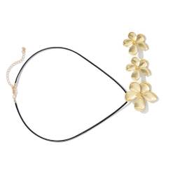 YOGOTEU Damen-Halskette, stilvoller Blumenanhänger, Halskette, Ohrringe, schöne Schlüsselbeinkette, süßer Choker-Charm, modischer Schmuck für den täglichen Gebrauch von YOGOTEU