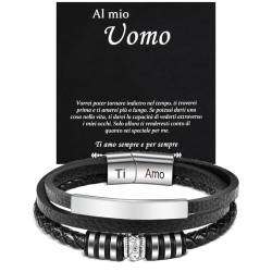 YOGRASS Ich Liebe Dich Geschenke für Männer Herren Armband Lederarmband Geburtstagsgeschenk Valentinstagsgeschenk Jubiläumsgeschenk Für Männer, Ehemann, Freund von YOGRASS