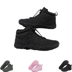 YOMACY Barfuß-Winterschuhe für Herren und Damen, warm, mit Fell gefüttert, wasserdicht, für den Winter, Barfußschuhe für Wandern, Outdoor, Schwarz , 48.5 EU von YOMACY