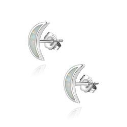 YOURDORA 925er Sterlingsilber Halbmond Ohrstecker Opal für Frauen und Mädchen Mond Ohrringe Kleine Weiss, Originell Geschenk von YOURDORA