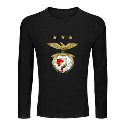 YOUSICHUANG Golden Sport Lisboa SL Benfica Logo Regular Fit Men's 100% Cotton Tee Crewneck Unisex Long Sleeve T-Shirt Black M von YOUSICHUANG