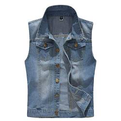 YOUTHUP Herren Denim Weste Zerreißendes Deko Fashion Casual Jeansweste für Freizeit von YOUTHUP