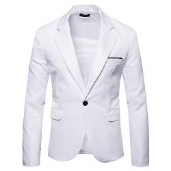 YOUTHUP Herren Sportlich Sakko Freizeit Leicht Anzugjacke Regular Fit Blazer Jacke, Weiß, L von YOUTHUP