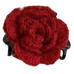 Elegante Haarklammer aus Mohair mit Rosenblüte, weich, französischer Pferdeschwanz-Halter, Haar-Accessoire für Frauen von YPREWY