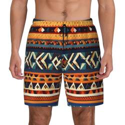 Herren-Badehose mit afrikanischem Nationalmuster, mit Kompressionsfutter, lässige Shorts, Sommer, Strand, schnell trocknende Shorts, Schwarz, Large von YQxwJL