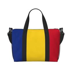 Reisetasche mit Flagge von Rumänien, Workout-Reisetasche, Schultertasche, Wochenendtasche für Damen und Herren, Schwarz, Einheitsgröße von YQxwJL