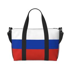 Reisetasche mit russischer Flagge, Workout-Reisetasche, Übernachtungs-Umhängetasche, Wochenendtasche für Damen und Herren, Schwarz, Einheitsgröße von YQxwJL