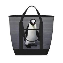 YQxwJL Isolierte Kühltasche mit süßem Pinguin-Druck, großes Fassungsvermögen, Einkaufstasche, Reisetasche, Strand, wiederverwendbare Einkaufstasche für Erwachsene, Schwarz, Einheitsgröße von YQxwJL