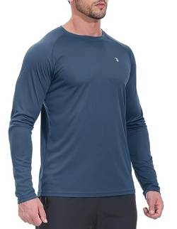 YSENTO Herren Rashguard UPF 50+ UV Schutz Shirt Schnell trocknen Leichter Sonnenschutz Langarm Funktions Schwimmshirt(Haze Blue,XL) von YSENTO