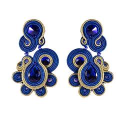 Ethnischer Stil Leder Tropfen Ohrringe Schmuck Frauen Soutache Handmade Weaving Big Hanging Earring Geschenk blau von YUANCHENG