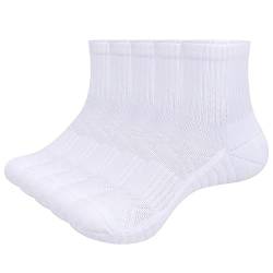 YUEDGE Herren Weiß Sportsocken Gepolsterte Trainer Socken Quarter Radfahren Golf Laufsocken Baumwolle Athletische Knöchelsocken Für Männer 38-46, 5 Paare… von YUEDGE