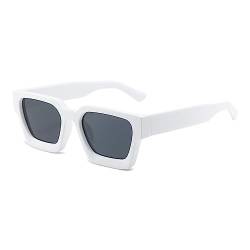 YUELUQU Retro Rechteckige Sonnenbrille Große Square Chunky für Herren Damen Trendy Sonnenbrille (Weiß -grau) von YUELUQU