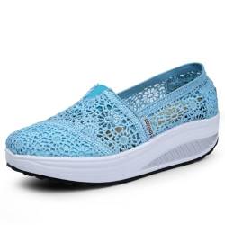 YUHEJL Damen Schuhe Rocker Sohlen Mesh Atmungsaktiv Plateau Leicht Bequem Turnschuhe Sneaker Fitness Mode, Blau 01, 35 1/3 EU von YUHEJL