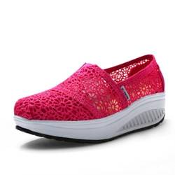 YUHEJL Damen Schuhe Rocker Sohlen Mesh Atmungsaktiv Plateau Leicht Bequem Turnschuhe Sneaker Fitness Mode, Rosa 01, 40 2/3 EU von YUHEJL