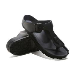 Pantoletten Damen Herren, Sommer Bequem Weich Sandalen Schlappen, Cozy Slides Flipflop Original Mules Clogs Zehentrenner Orthopädische Hausschuhe Sandale rutschfeste Badelatschen, Schwarz, EU 43-44 von YUHITYGZGS