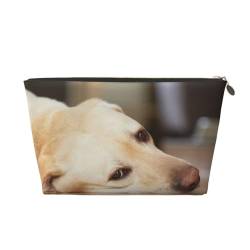 Gelber Labrador Retriever Druck, Make-up-Tasche, Kosmetiktasche, tragbare Reise-Kulturtasche, Federmäppchen, Kulturbeutel von YUNWEIKEJI