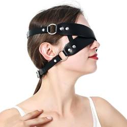 YUZHO Augenbinde für frau sex Schwarze SM Leder Augenmaske mit Nieten Sexy Augenmasken Bondage Augenmasken für Frauen und Männer Augenbinden für sex Schwarze BDSMS Sexspielzeuge von YUZHO