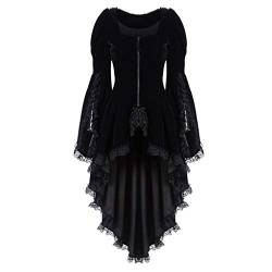 YWBleked Damen Vintage Frack Gothic Jacke Lange Mantel Halloween Fasching Karneval Cosplay Kostüm Cape-Mantel Ankleiden von YWBleked