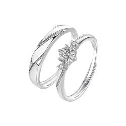 Daumenring Muttertagsgeschenk Valentinstag S925 Liebe auf den ersten Blick Ring Sterling Silber Paar Ring Design Hochzeit Verlobungsring Ringe Set Kette (Silver, One Size) von YWJewly