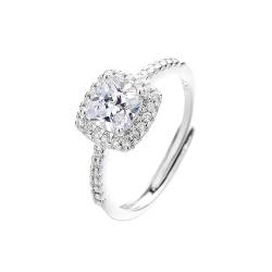 YWJewly Ringer Jumpsuit Modischer viereckiger Diamantring für Frauen, mehrfarbiger Zirkon-offener Ring, Schmuck, einfacher modischer Zirkonring Ringbuch 2 Ringe (D, One Size) von YWJewly