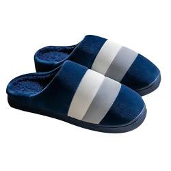 YWLINK Hausschuhe Damen Herren Winter Plüsch Warm gefüttert Hausschuhe Pantoletten Bequeme rutschfeste Flache Slippers (A-Navy-b, 48) von YWLINK