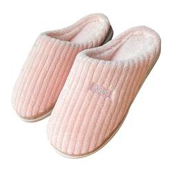 YWLINK Hausschuhe Damen Winter Plüsch Pantoffeln Herren Warm Filzpantoffeln Frauen Bequeme Filz Slippers Unisex Damen Herren Hausschuhe Winter Warme Slippers Weiche (d-Pink, 38) von YWLINK