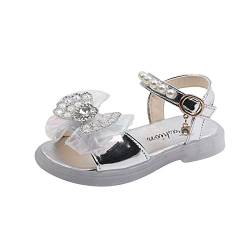 YWLINK Sommersandalen Prinzessin Girl Open Toe Sandalen Bow Knot Kindermode Soft Bottom Schuhe Barfuß Sandalen Kinder (Silver-A, 31 Little Child) von YWLINK