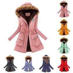 YWLINK Winterjacke Damen Lang Warm Gefüttert Plüschjacke Hoodie Jacke Oversize Mantel Wintermantel Teddyjacke Slim Cardigan Kapuzenjacke Übergangsjacke winterjacke damen(A-Rosa，S) von YWLINK