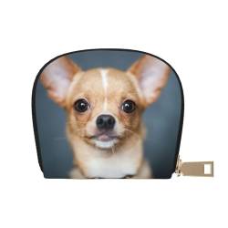 YWSOTRE Hund Chihuahua, Pu Leder Shell Karte Tasche Stilvolle Kreditkarteninhaber Brieftasche Karte Fall von YWSOTRE