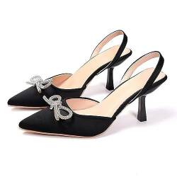 YYF Frauen Spitzen Stiletto High Heels Sandalen Glitter Bogen Weiche Sohle Heels Sexy Damen Kleid Schuhe Arbeit Hochzeit Partys Bankett Brautjungfern Braut Kristall Schuhe von YYF