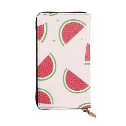 YYHHAOFA Lange Clutch-Geldbörse aus Leder mit Wassermelonen-Bild, bequem, leicht, modisch, langlebig, 19 x 10,5 cm, Rosa, Schwarz , Einheitsgröße von YYHHAOFA