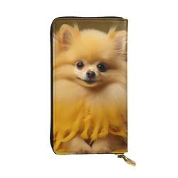 YYHWHJDE Gelbe Pomeranian Picture Quality Leather Long Clutch Wallet Designed for Fashion Girls and Women Stylish 19.0 cm x 10.5 cm, Schwarz , Einheitsgröße von YYHWHJDE