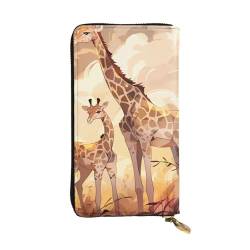 YYHWHJDE Giraffe Mutter und Kind Muster Qualität Leder Lange Clutch Geldbörse Entworfen für Mode Mädchen und Frauen Stilvoll 19 x 10,5 cm, Schwarz , Einheitsgröße von YYHWHJDE