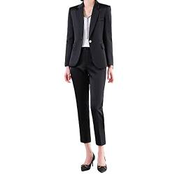 YYNUDA Anzug Set Damen Blazer mit Hose Slim Fit Hosenanzug Elegant Business Office Schwarz XXL von YYNUDA